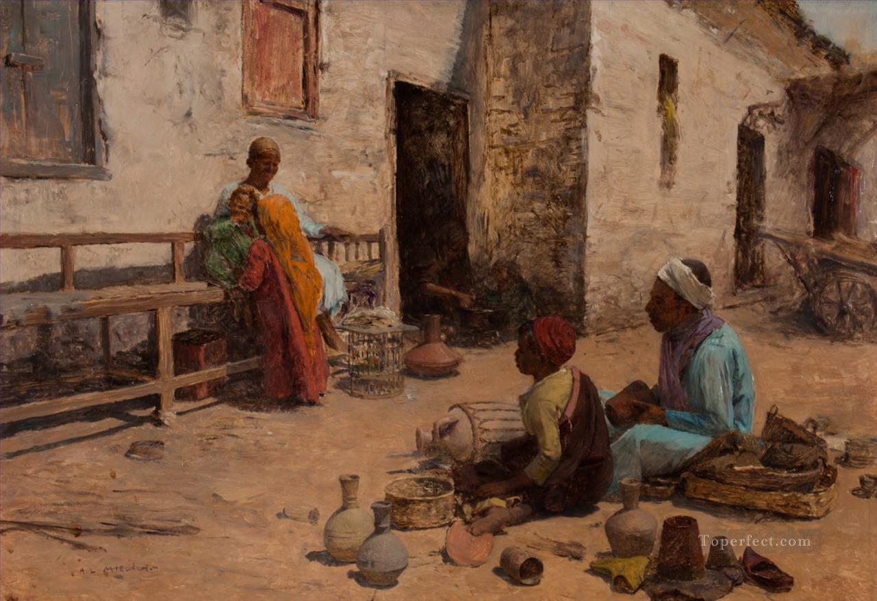 Cairo Street Scene Alphons Leopold Mielich Orientalist scenes Oil Paintings